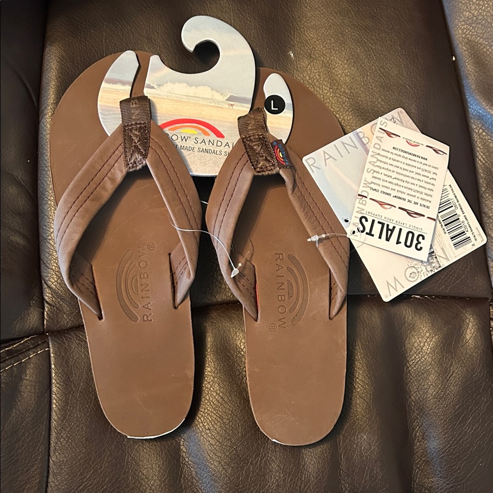 Women’s large espresso rainbow sandals NWT